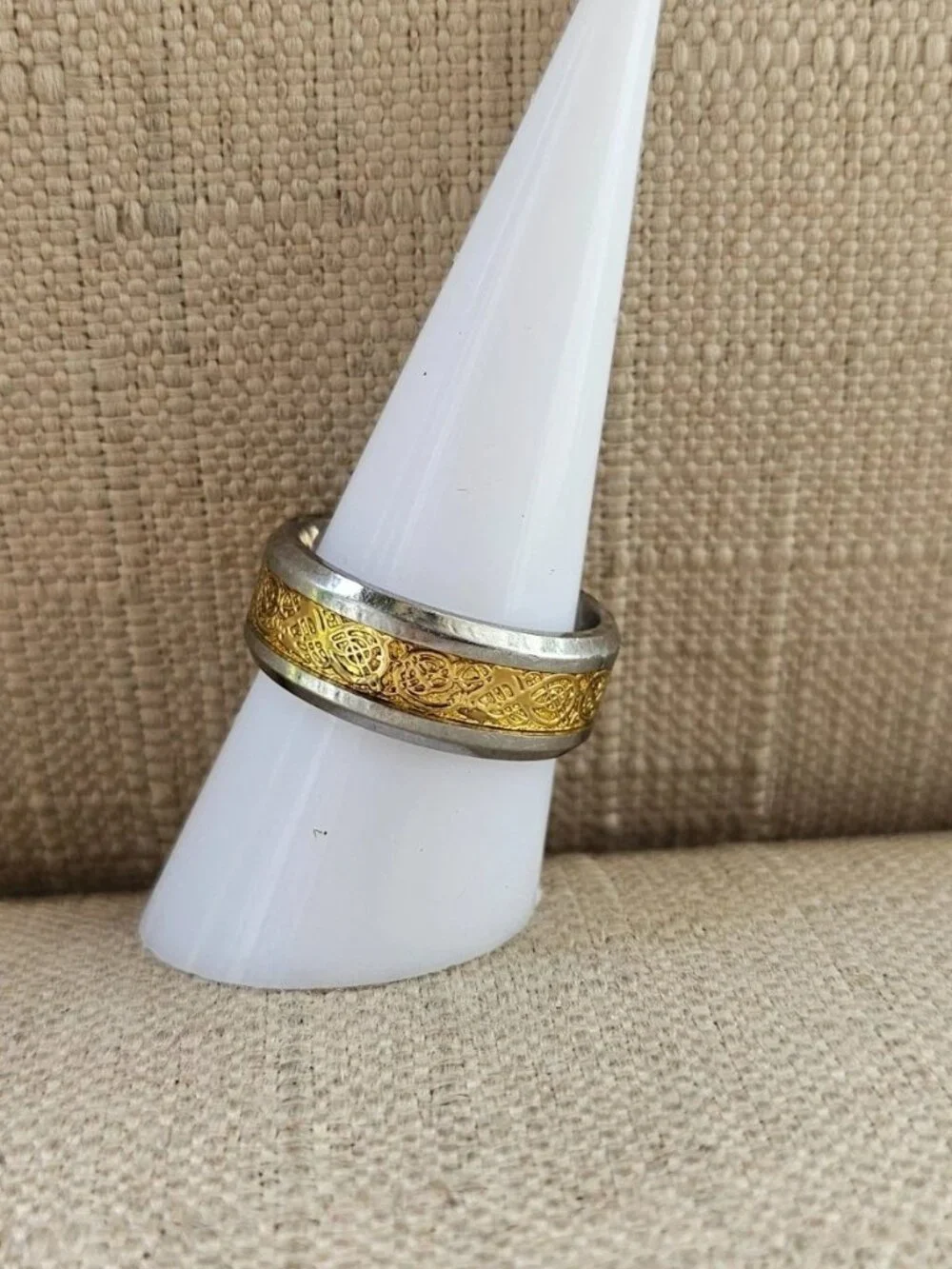 Men Ring Stainless Steel Gunmetal/Gold Tone Fashion Jewelry Finger Band Size 8